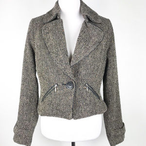 Cabi Tweed Cropped Moto Jacket Blazer Style #638